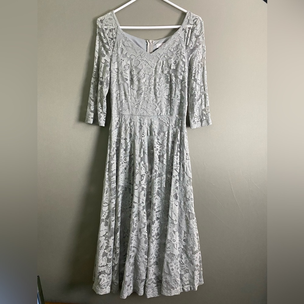 Elegant Gray Lace Dress